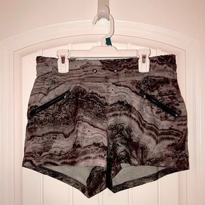 Grey Marble Women’s Running Shorts With 3 Pockets
